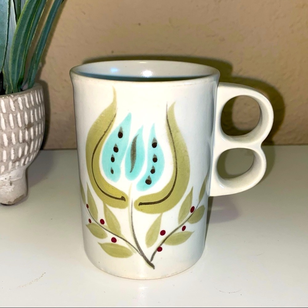 Vintage L&M Japan Hand-painted Tulip Floral Coffee Mug
